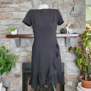 Calvin Klein Black Ruffle Sheath Dress Women's Size 10 NWOT
